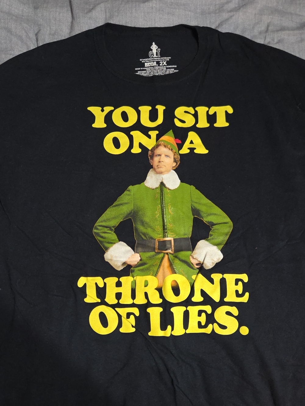 ELF Black Tee with Yellow and Green Graphic